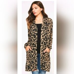 Bellamie Leopard Print Open-Front Cardigan